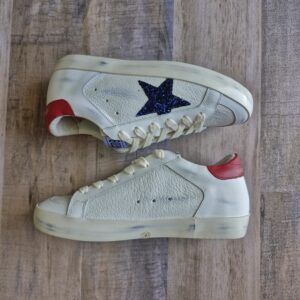 Golden Goose blanca estrella glitter azul